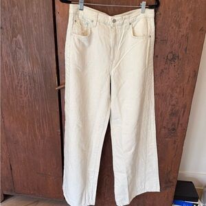 Cream Wide Leg Jeans